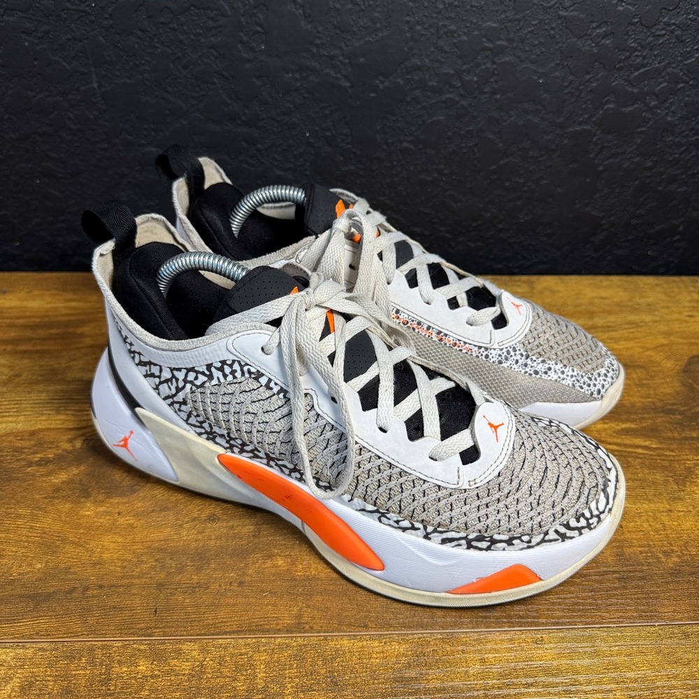 Jordan Luka 1 DQ6513-108 White Orange Elephant Print Basketball Shoes Kids 7Y